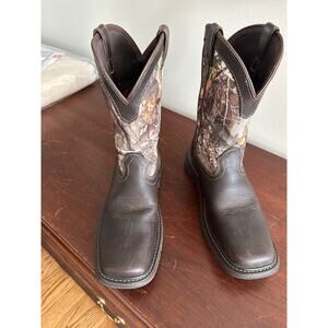 Rocky- Boots - Cowboy- Real Tree Canvas and Leather Kids Size 6.5 Camo Like New
